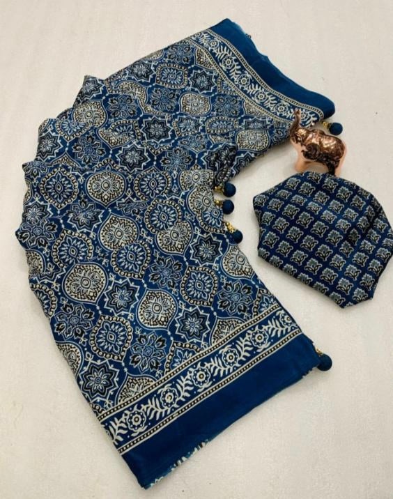 Pre Draped Saree With Stitch Blouse