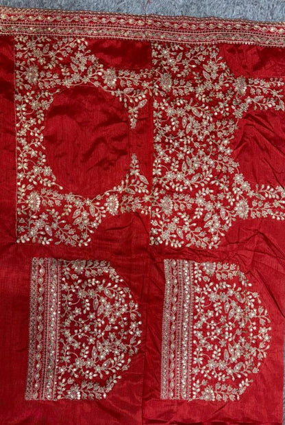 pure Organza saree silk fancy red broder