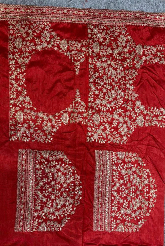 pure Organza saree silk fancy red broder