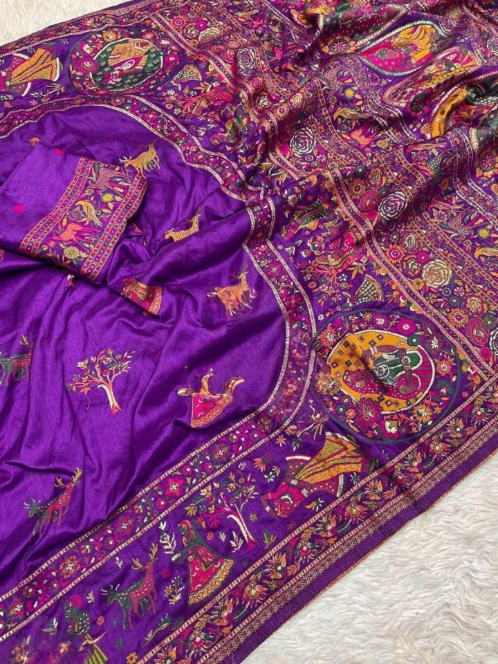 Pure Soft Pashmina Silk Weaving Saree