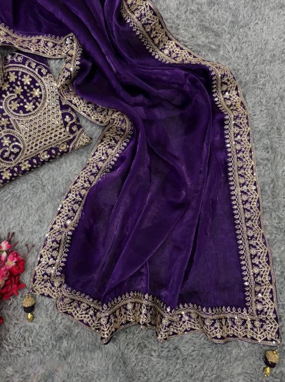 Jimmy choo saree with fancy jacket blouse