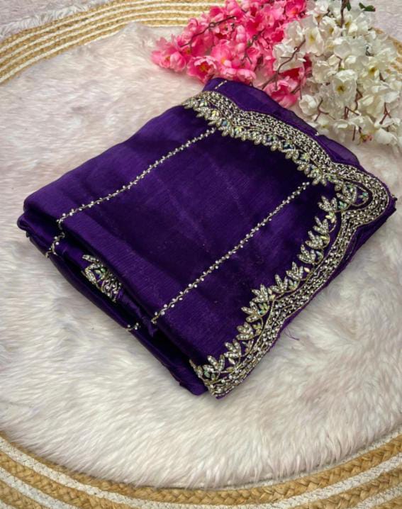 Zimmy Choo Saree pure Handwork ston work saree