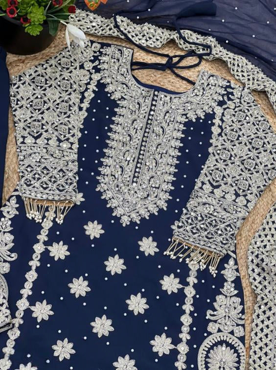 pure Georgette With Heavy Embroidery suit set