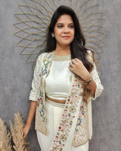 Chinon Silk Party Wear Koti With Sarara set