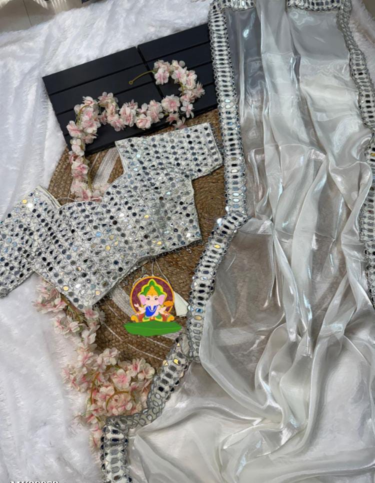 Satin Fabric Mirror saree