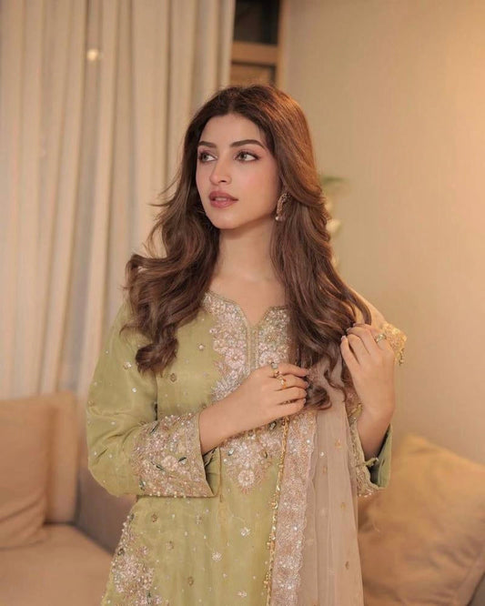 sequins & zari embroidery suit set