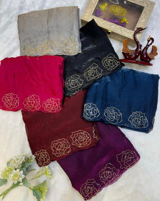 Pure Space Silk kat dena hand work saree