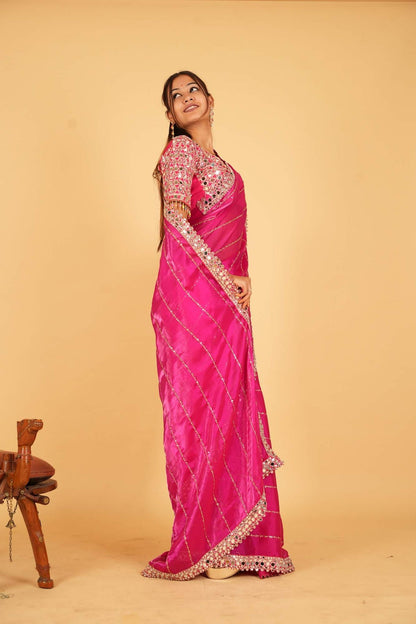 Mirror work saree