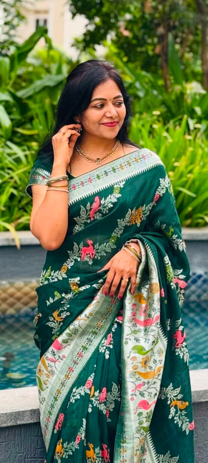 Moti saree hand work