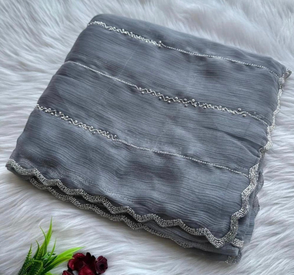 Hand work pure saree