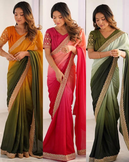 Chinon Silk two ton fancy saree