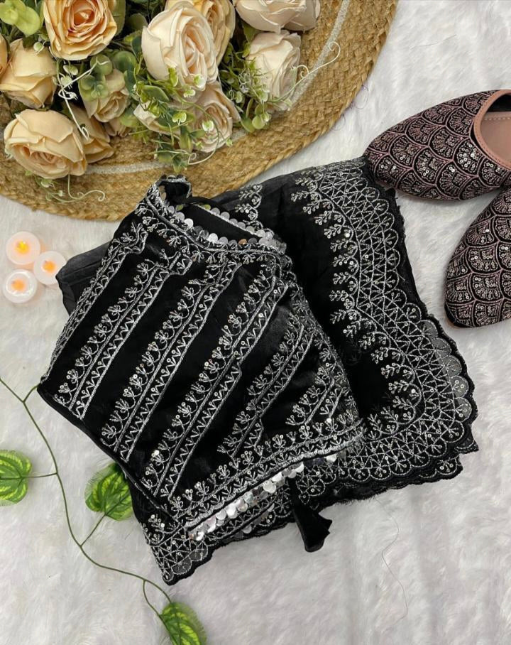 Party Wear Jimmy Choo Satin Sequence Zari Saree