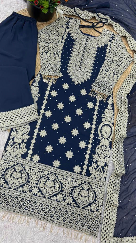 pure Georgette With Heavy Embroidery suit set