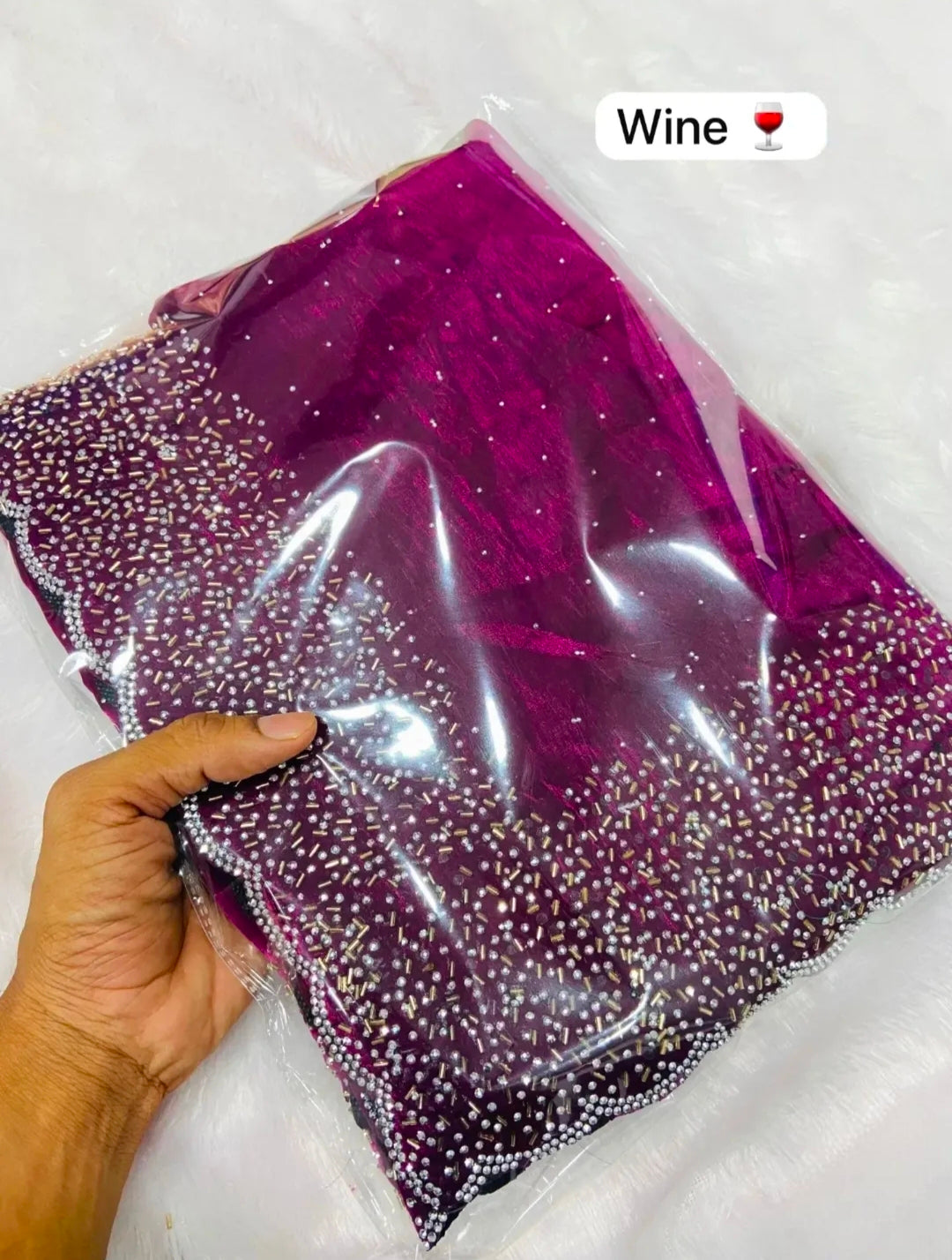 Premium Fandy Satin saree pure hand diamond work