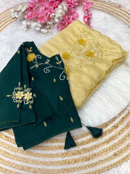 Jordan silk sattin Fabric With hand  Work