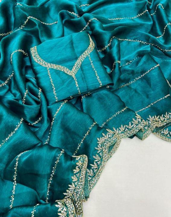 Zimmy Choo Saree pure Handwork ston work saree