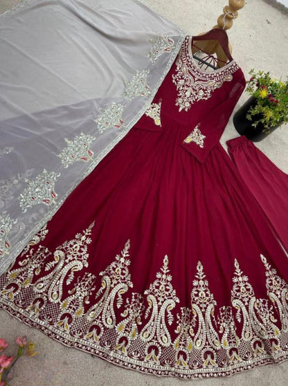 Full Sleeves georget fancy Gown set