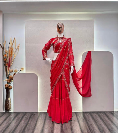 Party Wear Faux Georgette Lehenga Saree