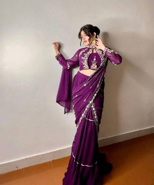 Party Wear Faux Georgette Lehenga Saree