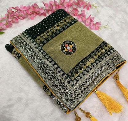 Pure Georgette Bandhani Print saree