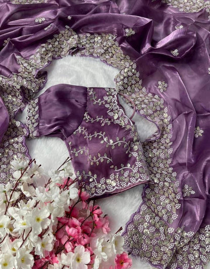 Pure Zimmy Choo Satin Saree with blouse stitch