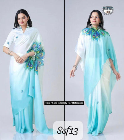 Hand free Saree Designer 2 Style Digital Printed