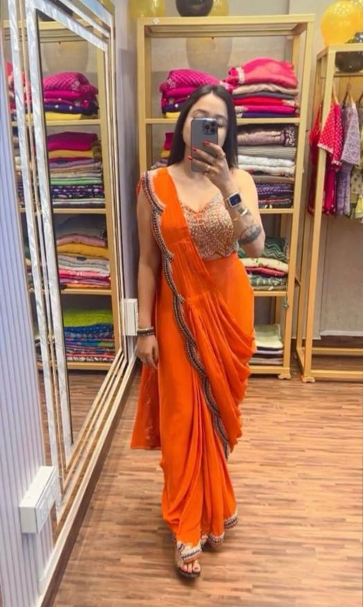 Draped saree with koti full stitching