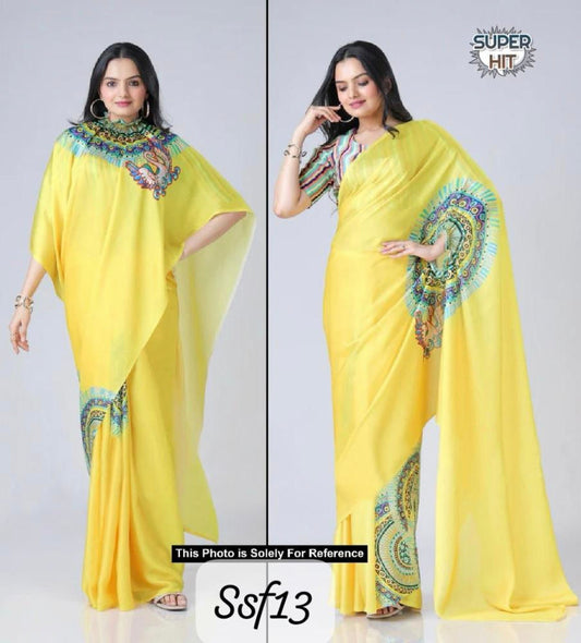 Hand free Saree Designer 2 Style Digital Printed