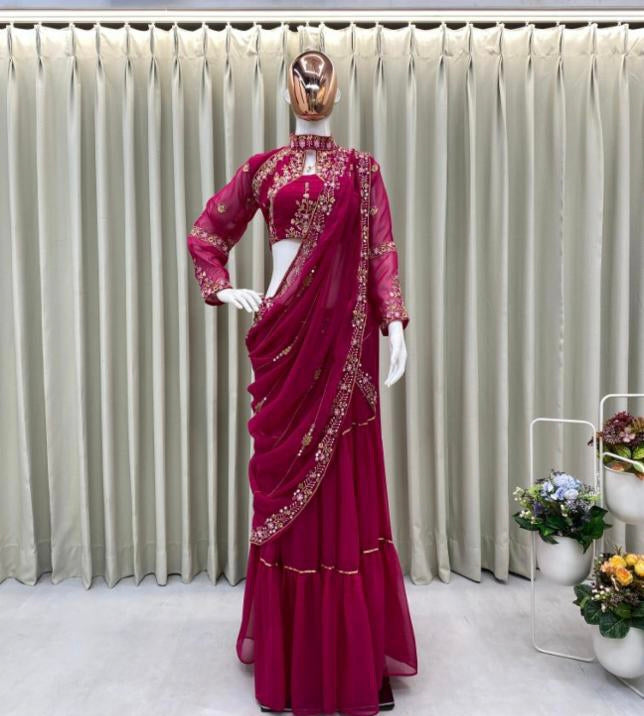 Party Wear Faux Georgette Lehenga Saree