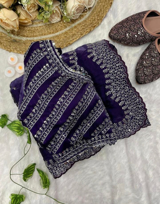 Party Wear Jimmy Choo Satin Sequence Zari Saree