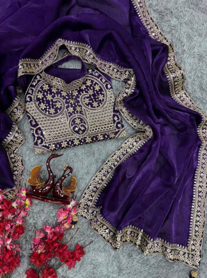 Jimmy choo saree with fancy jacket blouse