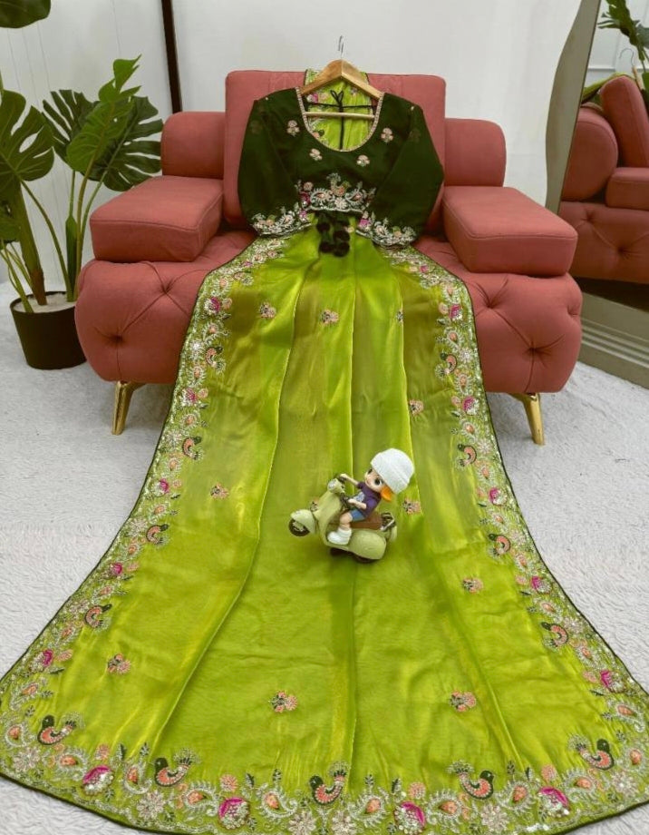 Party Wear Jimmy Choo Multi Sequence Work Saree