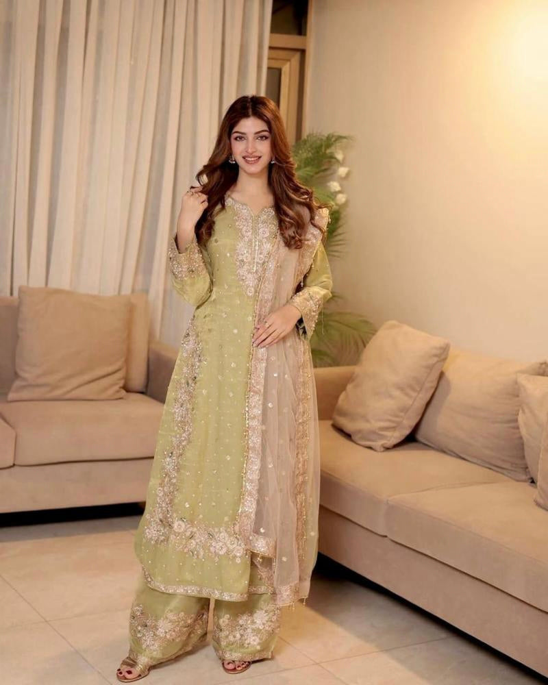 sequins & zari embroidery suit set