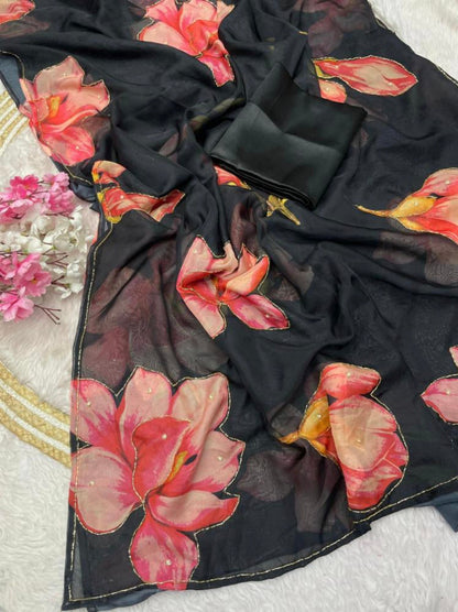 Tebby Organza hand work Saree