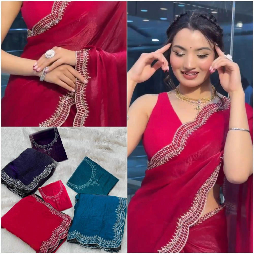 Pure Burburry Silk diamond work  saree