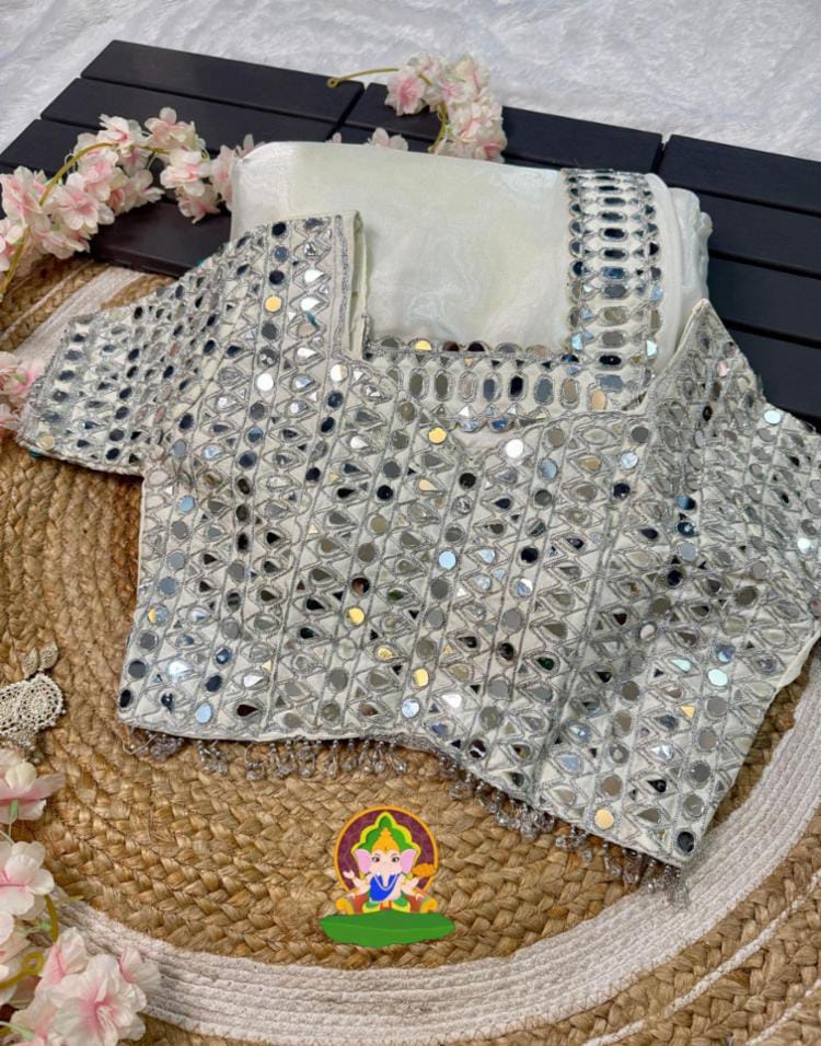 Satin Fabric Mirror saree