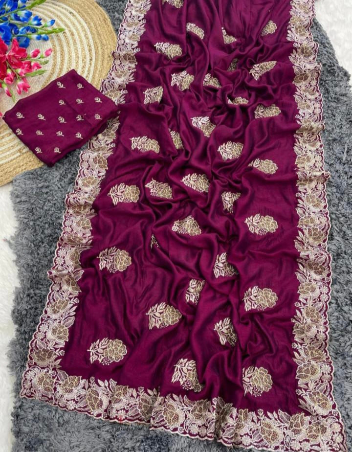 Blooming Vichitra saree