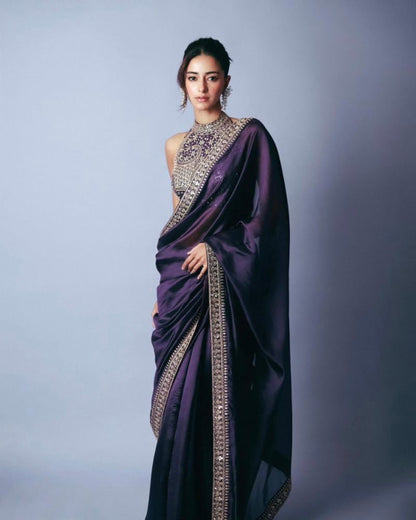 Jimmy choo saree with fancy jacket blouse