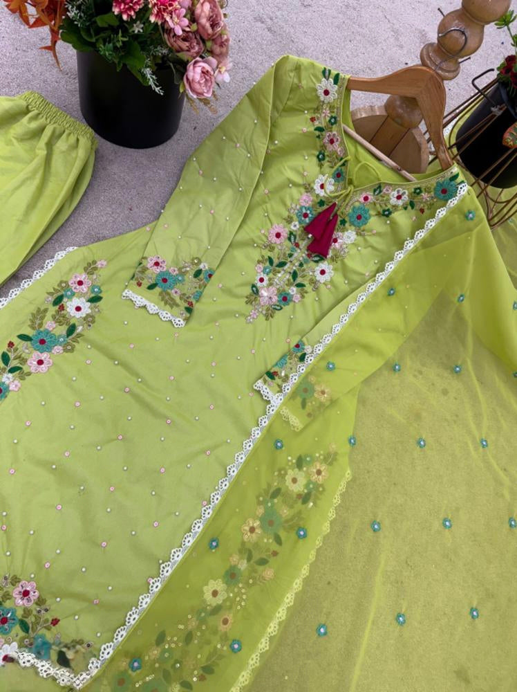 Georgette kurti set with dupatta suit set