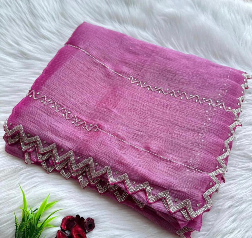 Hand work pure saree