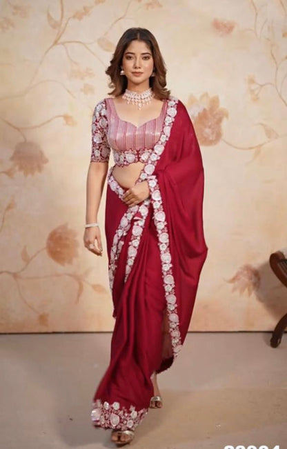 Embrodery Work Fully Stitch Blouse Saree