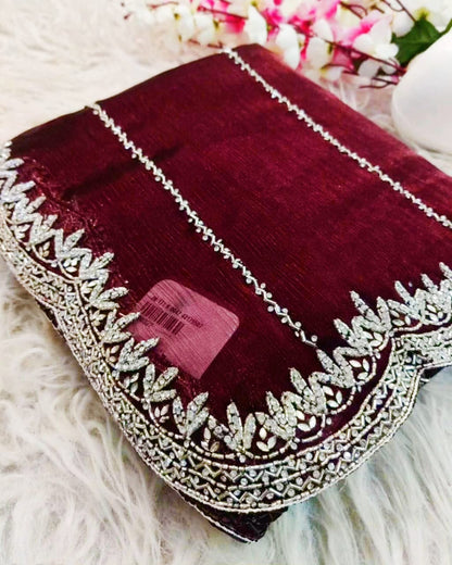 Zimmy Choo Saree pure Handwork ston work saree