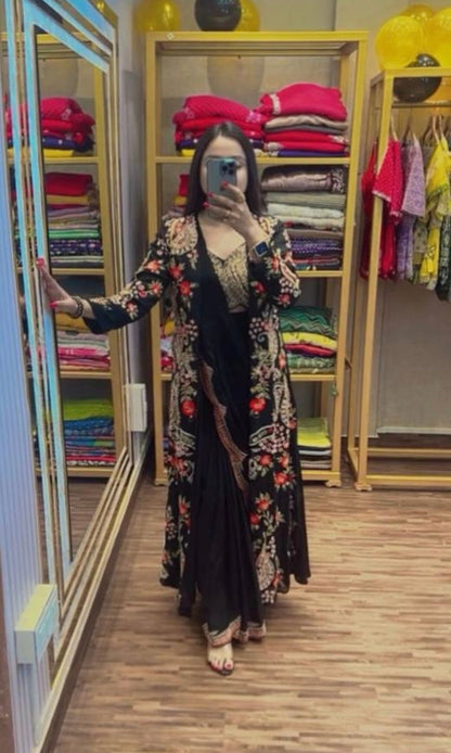 Draped saree with koti full stitching