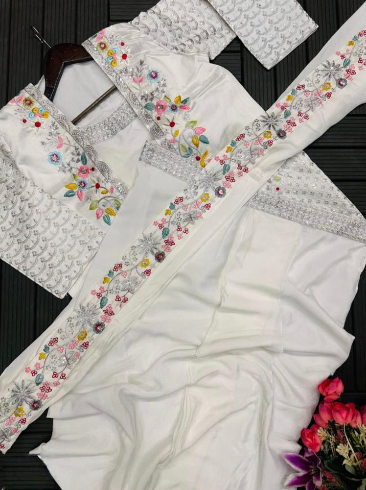 Chinon Silk Party Wear Koti With Sarara set