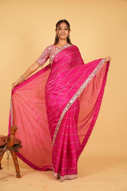 Mirror work saree