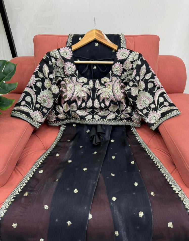 Beautiful Embroidery Zari Work With Siroski Work