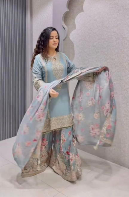 Chinon Silk With Embroidery 3 mm suit set