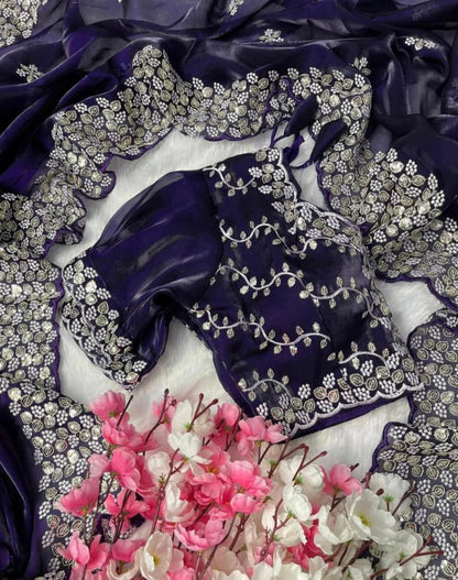 Pure Zimmy Choo Satin Saree with blouse stitch