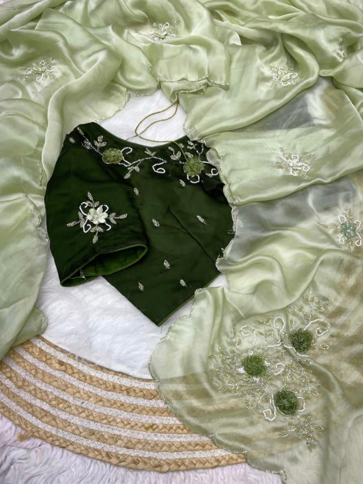 Jordan silk sattin Fabric With hand  Work