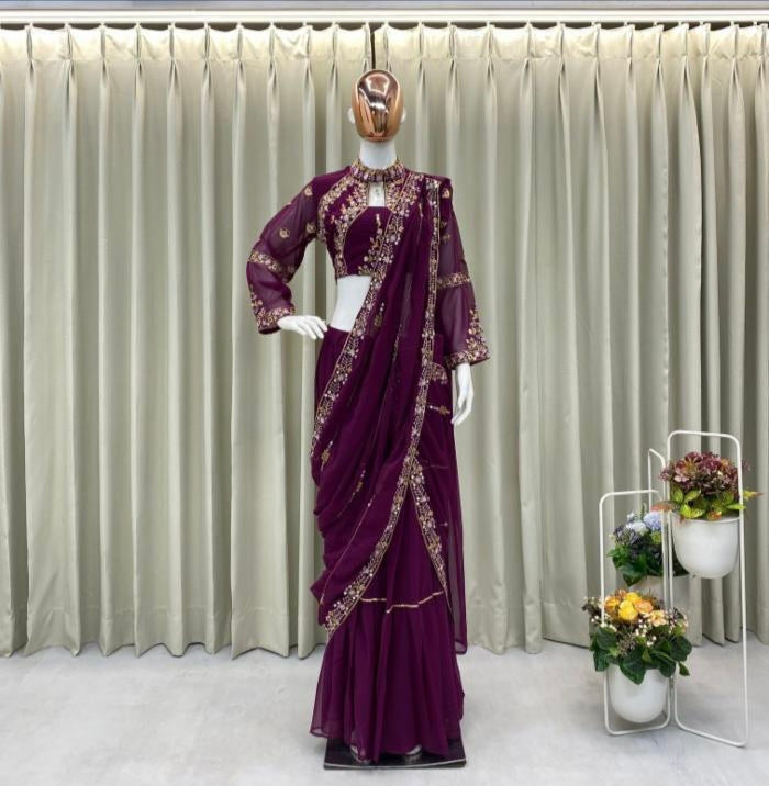 Party Wear Faux Georgette Lehenga Saree